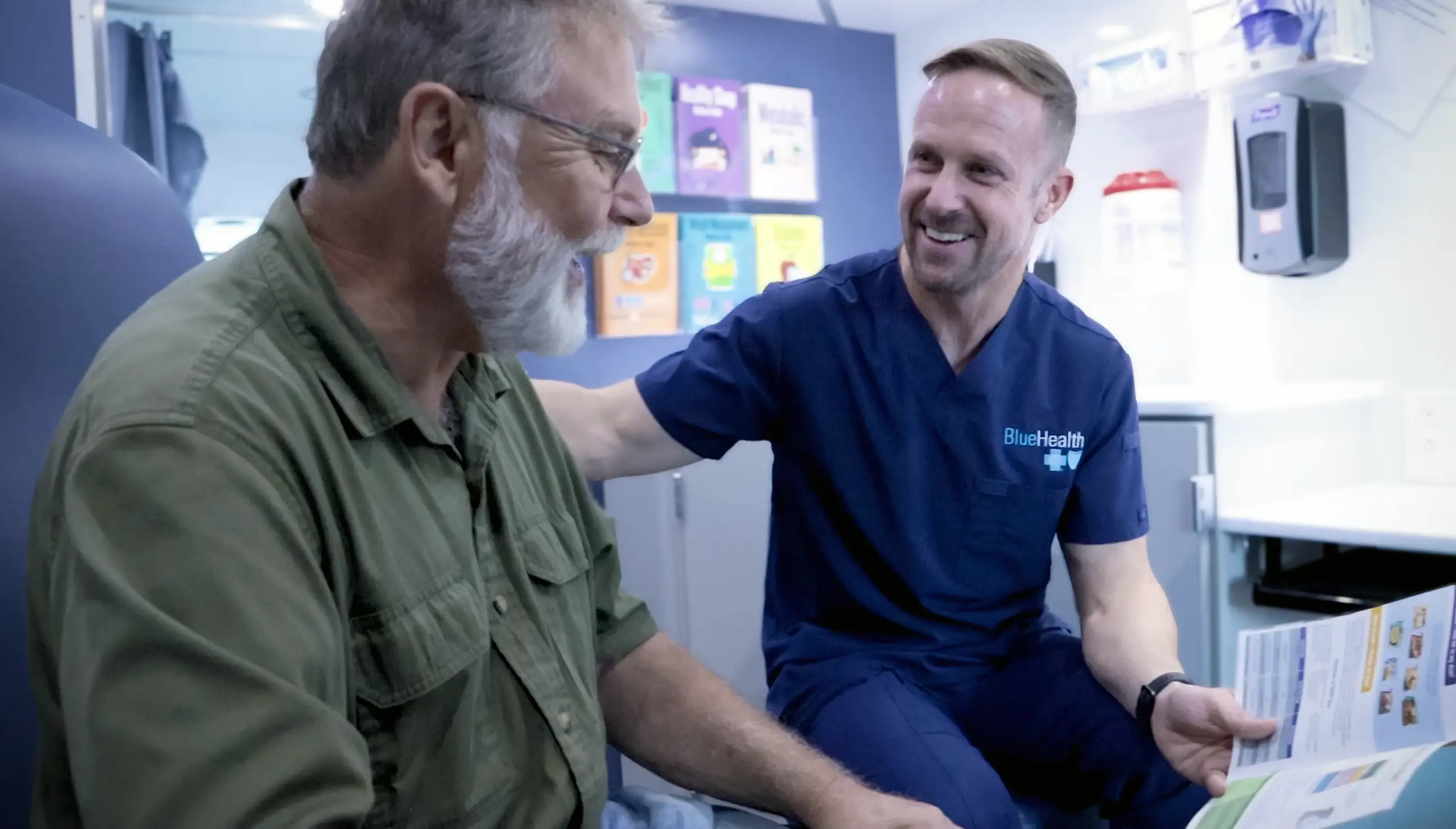 Jim Sudduth from Saf-T-Cart in the BlueHealth Mobile clinic.