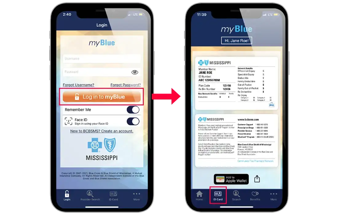 myBlue mobile Virtual ID card